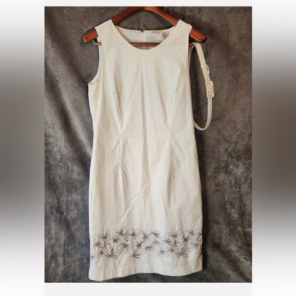 Merona White Midi Dress with Black Floral Design - Picture 2 of 9